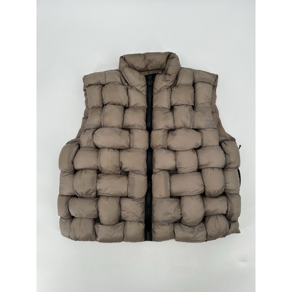CANADIAN CLASSICS SOPHIE FRONT BASKET WEAVE SHORT VEST WOMEN'Sโ SIZE S/M BEIGE